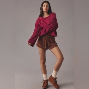 NWT Anthropologie Pilcro Sweater-Sleeve Blouse in Raspberry, Size XL